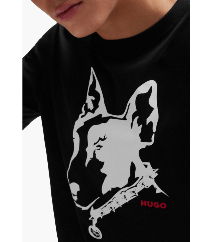 Men T-Shirts Dammock Black Cotton Hugo
