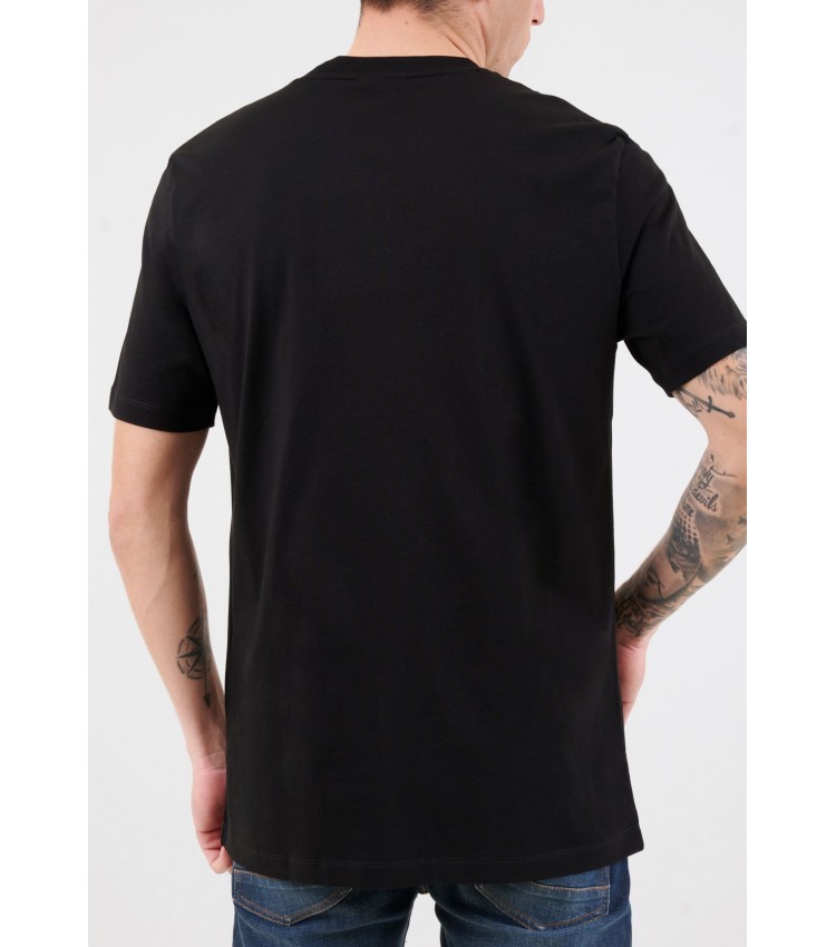 Men T-Shirts Detzington241 Black Cotton Hugo