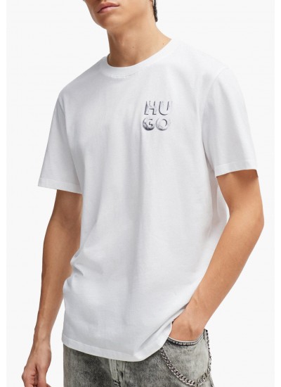 Men T-Shirts Detzington241 White Cotton Hugo
