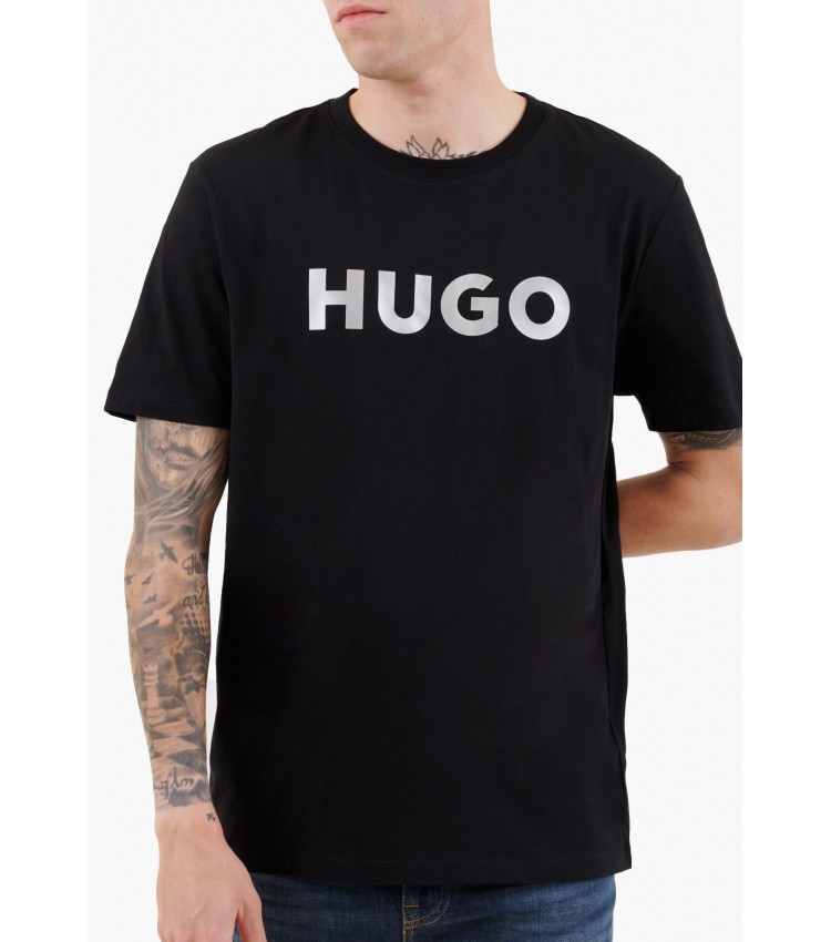 Men T-Shirts Dulivio.U241 Black Cotton Hugo