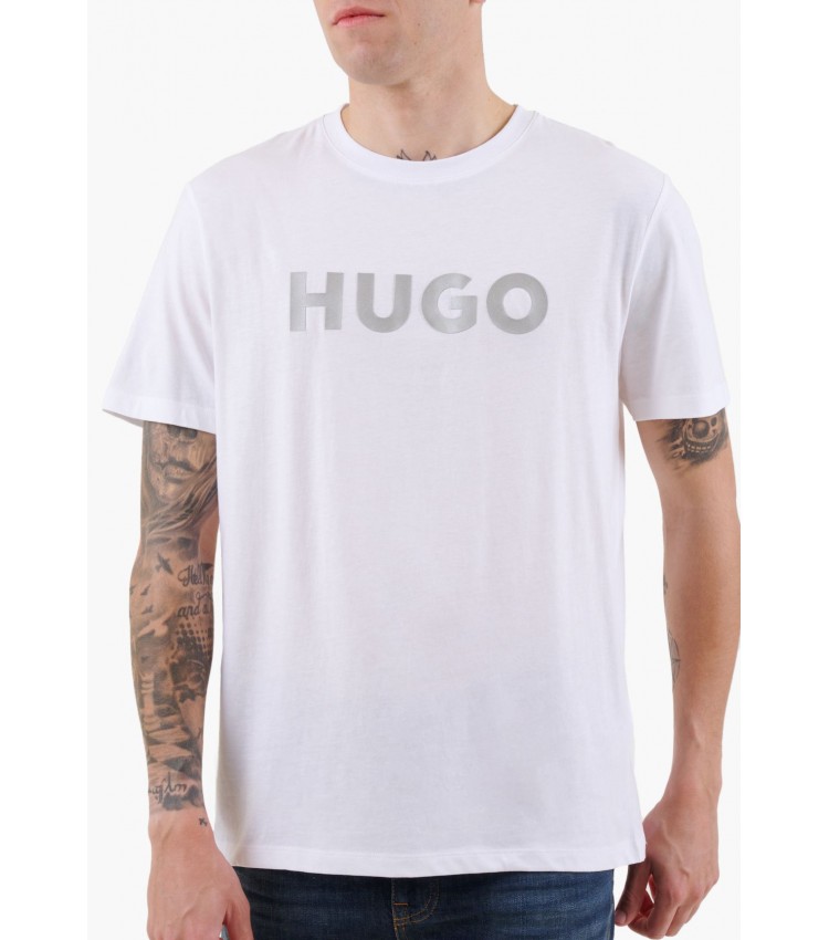 Men T-Shirts Dulivio.U241 White Cotton Hugo