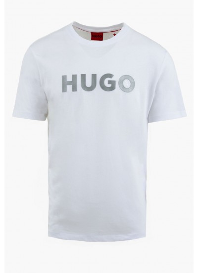 Men T-Shirts Dulivio.U241 White Cotton Hugo