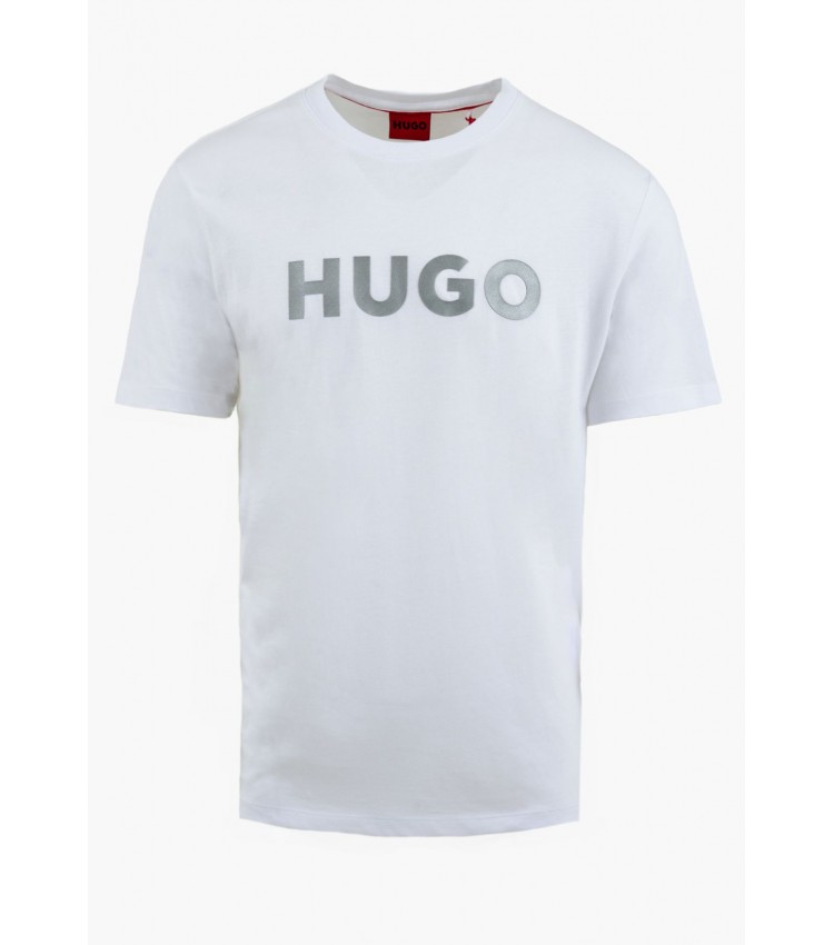 Men T-Shirts Dulivio.U241 White Cotton Hugo