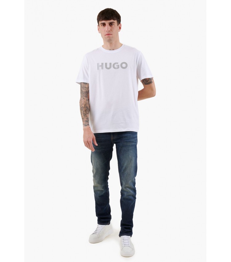 Men T-Shirts Dulivio.U241 White Cotton Hugo