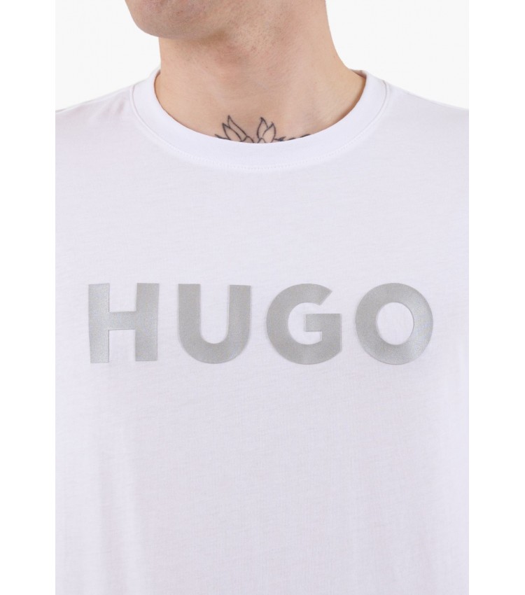 Men T-Shirts Dulivio.U241 White Cotton Hugo