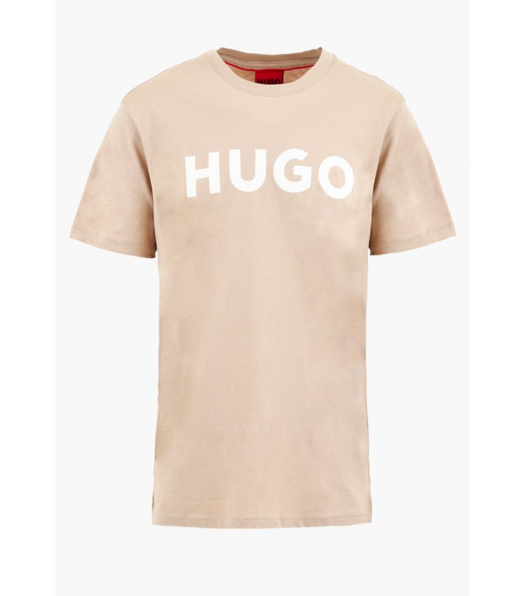 Men T-Shirts Dulivio Beige Cotton Hugo