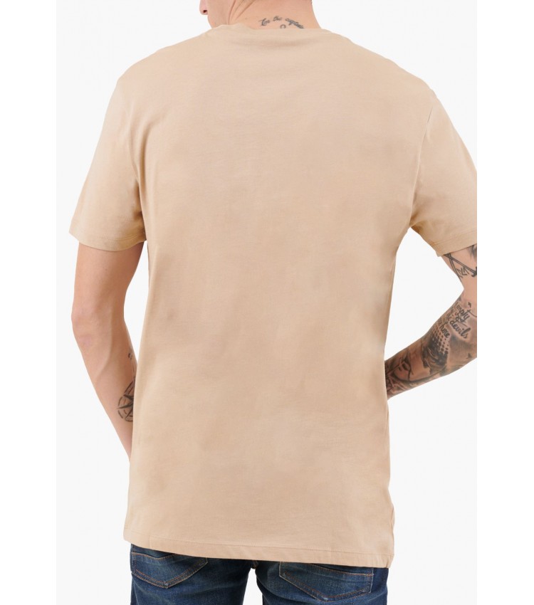 Men T-Shirts Dulivio Beige Cotton Hugo