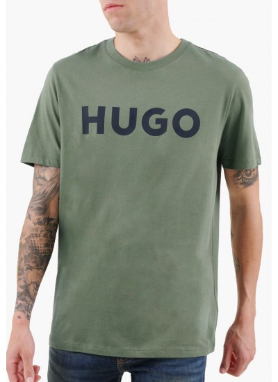Ανδρικές Μπλούζες Dulivio Πράσινο Βαμβάκι Hugo
