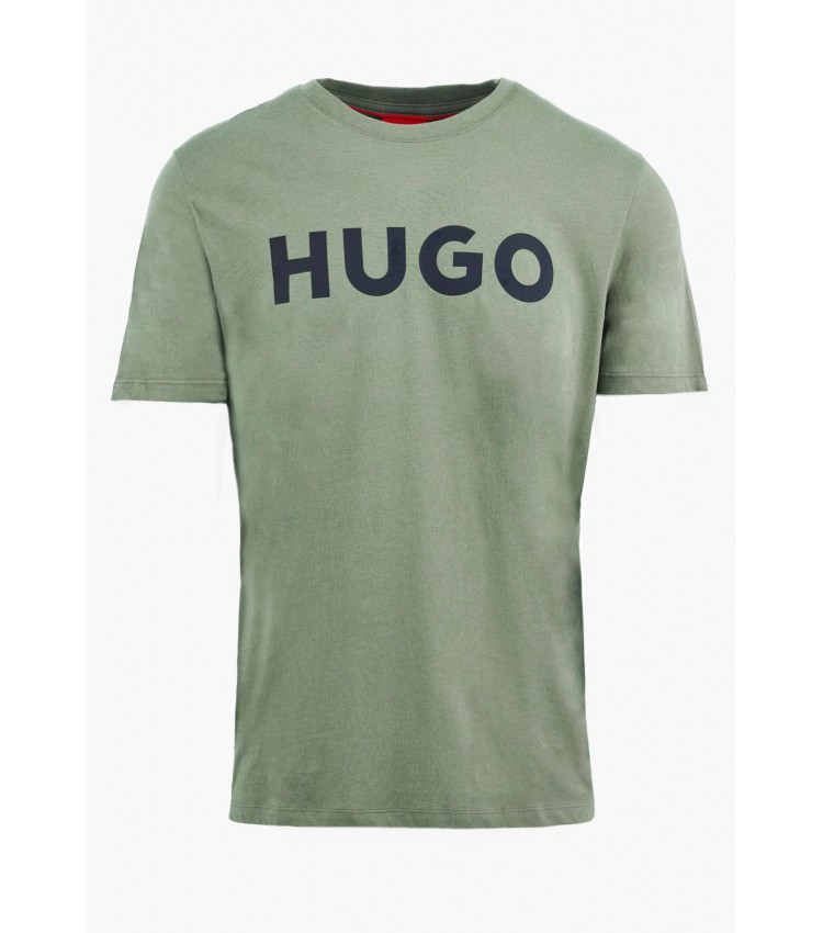 Men T-Shirts Dulivio Green Cotton Hugo