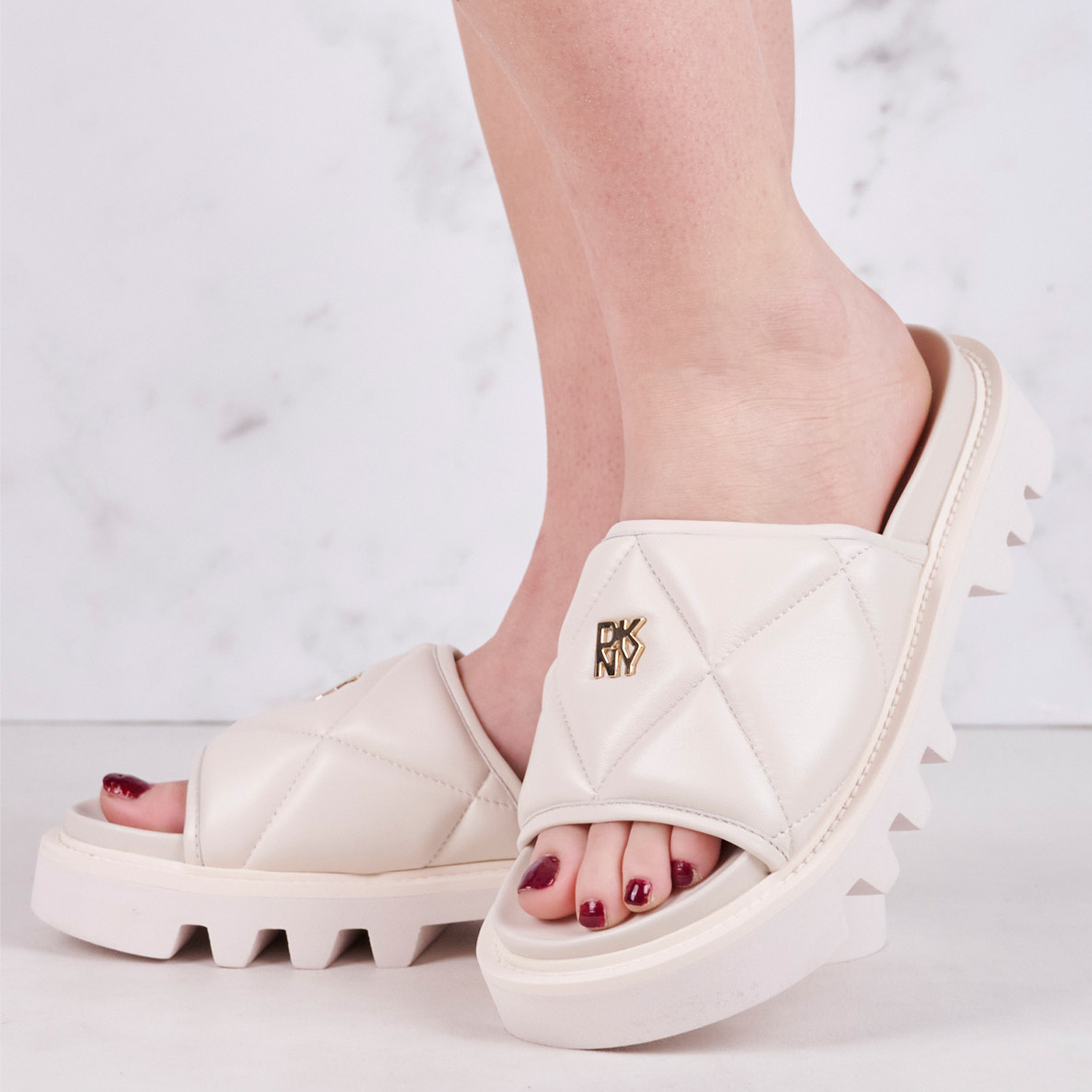 Γυναικεία Flats Rolene Μπεζ Δέρμα DKNY