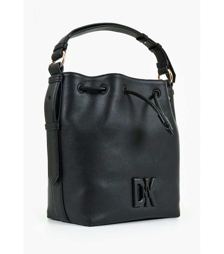 Women Bags Seventh.Bucket Black Leather DKNY