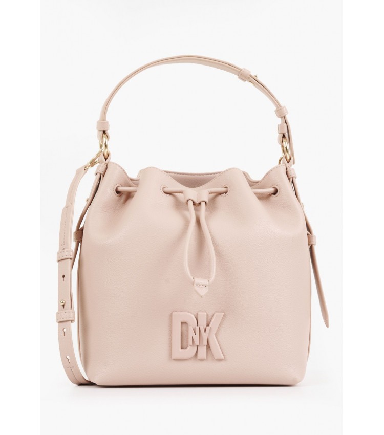 Women Bags Seventh.Bucket Pink Leather DKNY