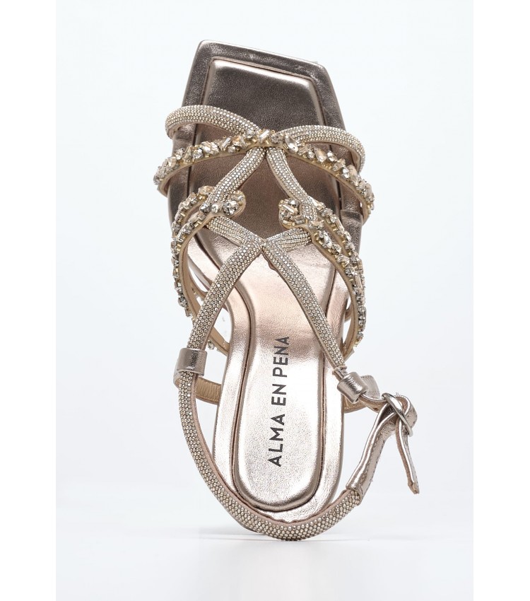 Women Sandals V240541 Gold Leather Alma En Pena