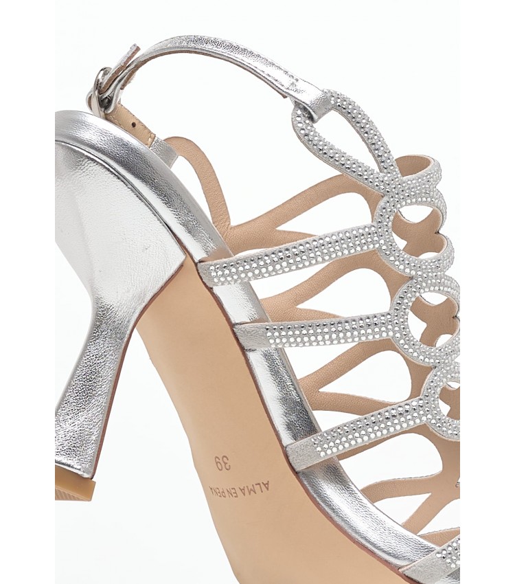 Women Sandals V240544 Silver Leather Alma En Pena