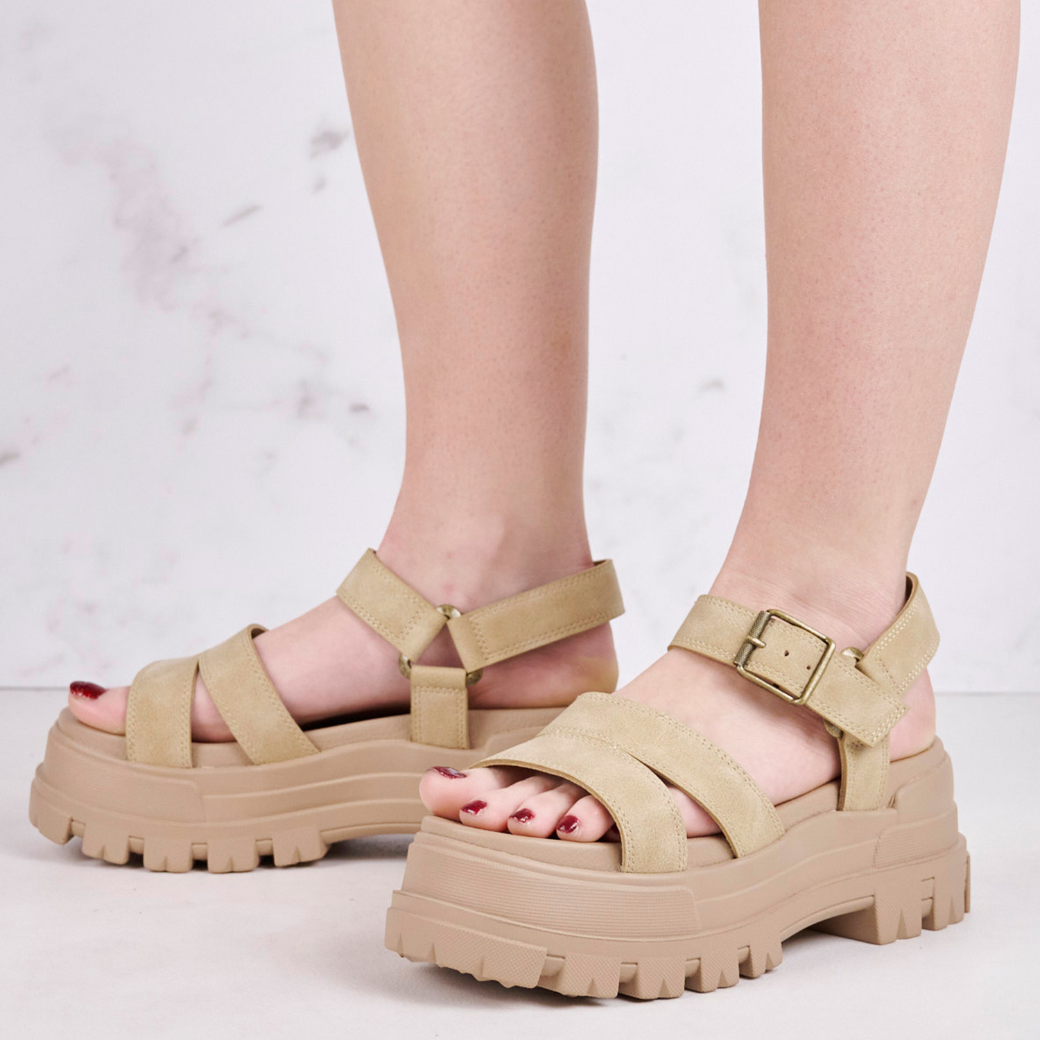 Γυναικεία Πέδιλα Aspha.Ts Μπεζ ECOleather Buffalo
