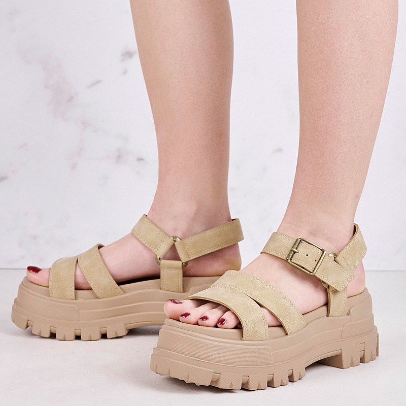 Γυναικεία Πέδιλα Aspha.Ts Μπεζ ECOleather Buffalo