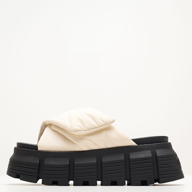 Women Platforms Low Ava.Velcross Beige Fabric Buffalo