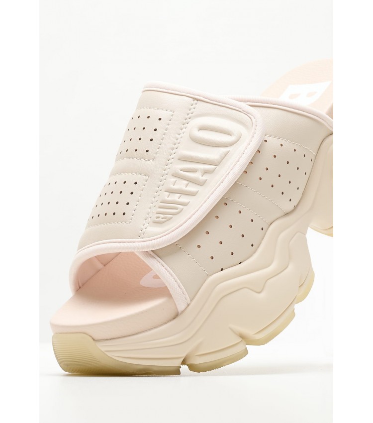 Women Platforms Low Binary.Pool Beige ECOleather Buffalo