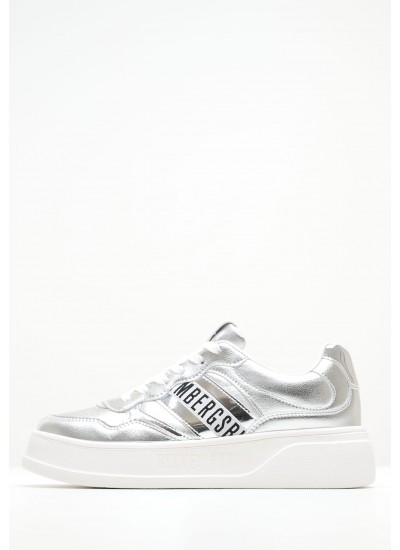 Women Casual Shoes 20310 Silver ECOleather Bikkembergs