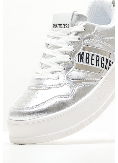 Women Casual Shoes 20310 Silver ECOleather Bikkembergs