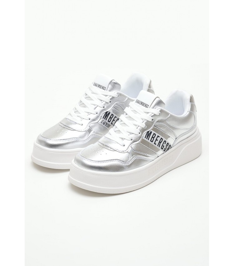 Women Casual Shoes 20310 Silver ECOleather Bikkembergs