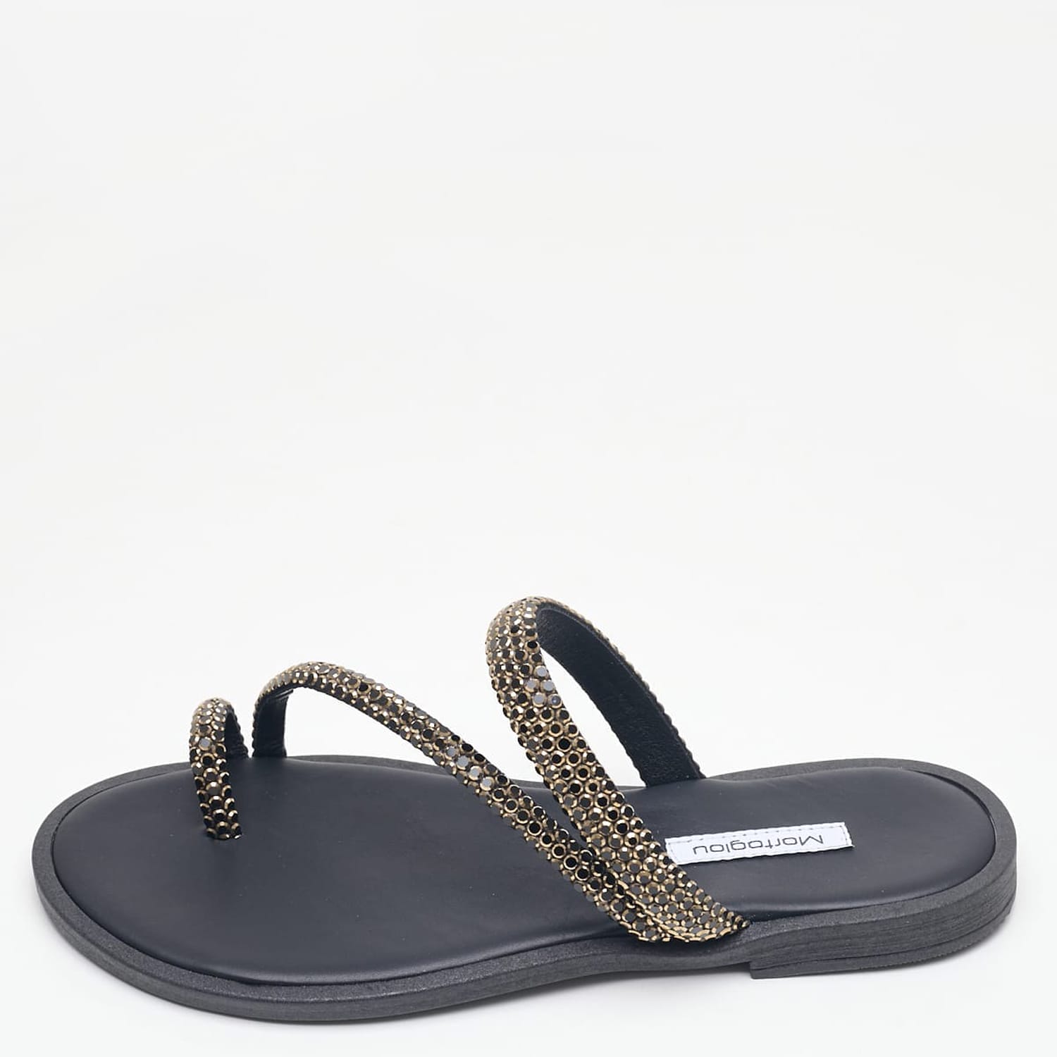 Women Flats Blossom Black Strass Mortoglou