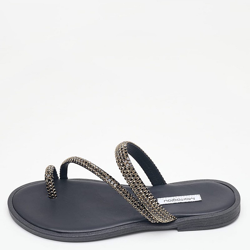Γυναικεία Flats Blossom Μαύρο Strass Mortoglou