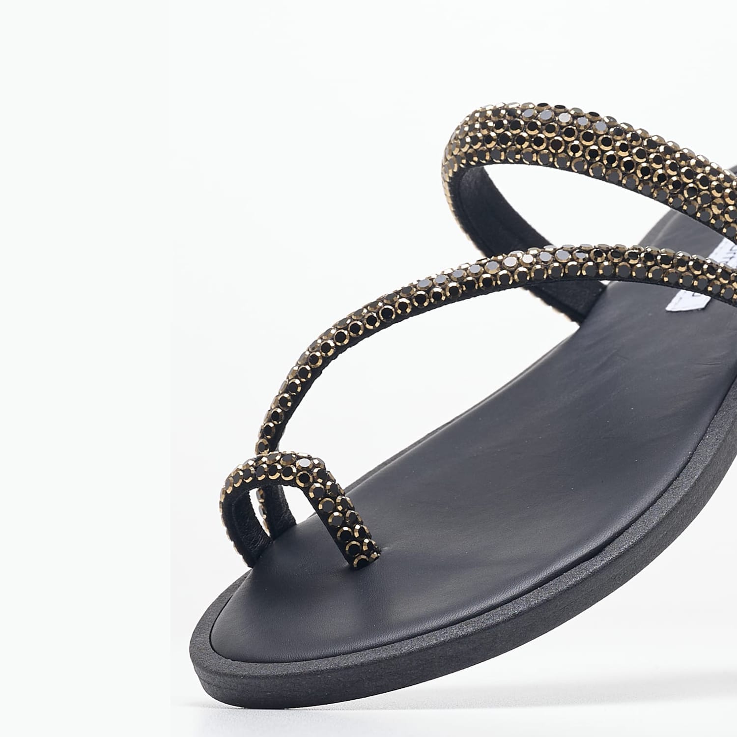Women Flats Blossom Black Strass Mortoglou