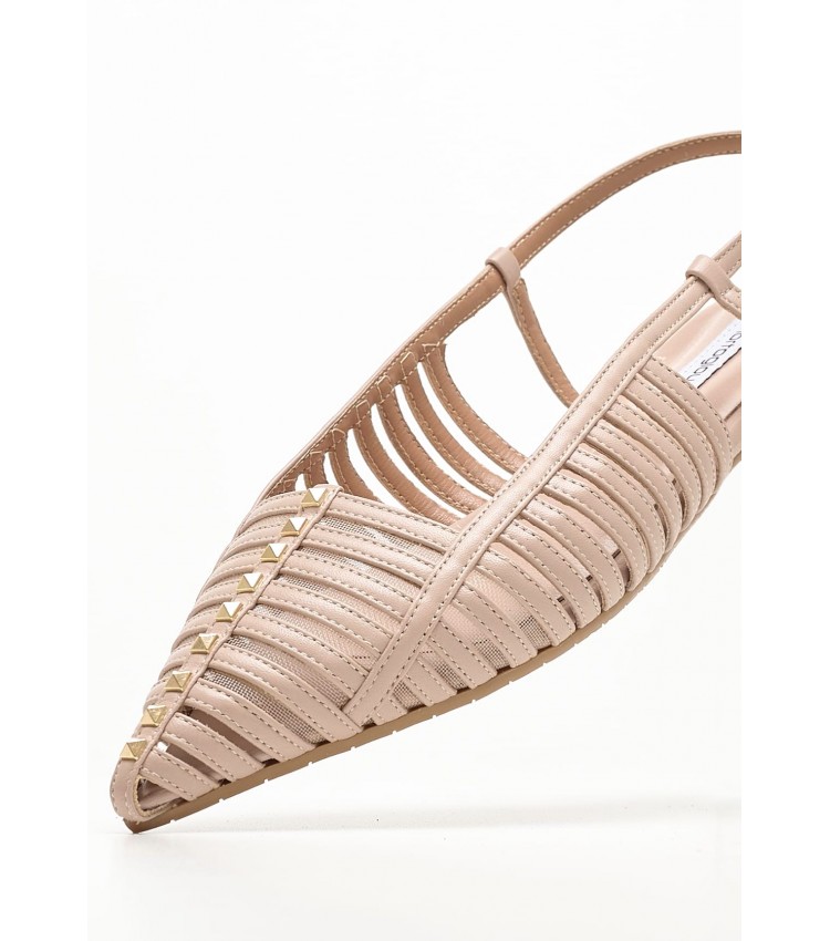 Women Flats Carla Beige Leather Mortoglou