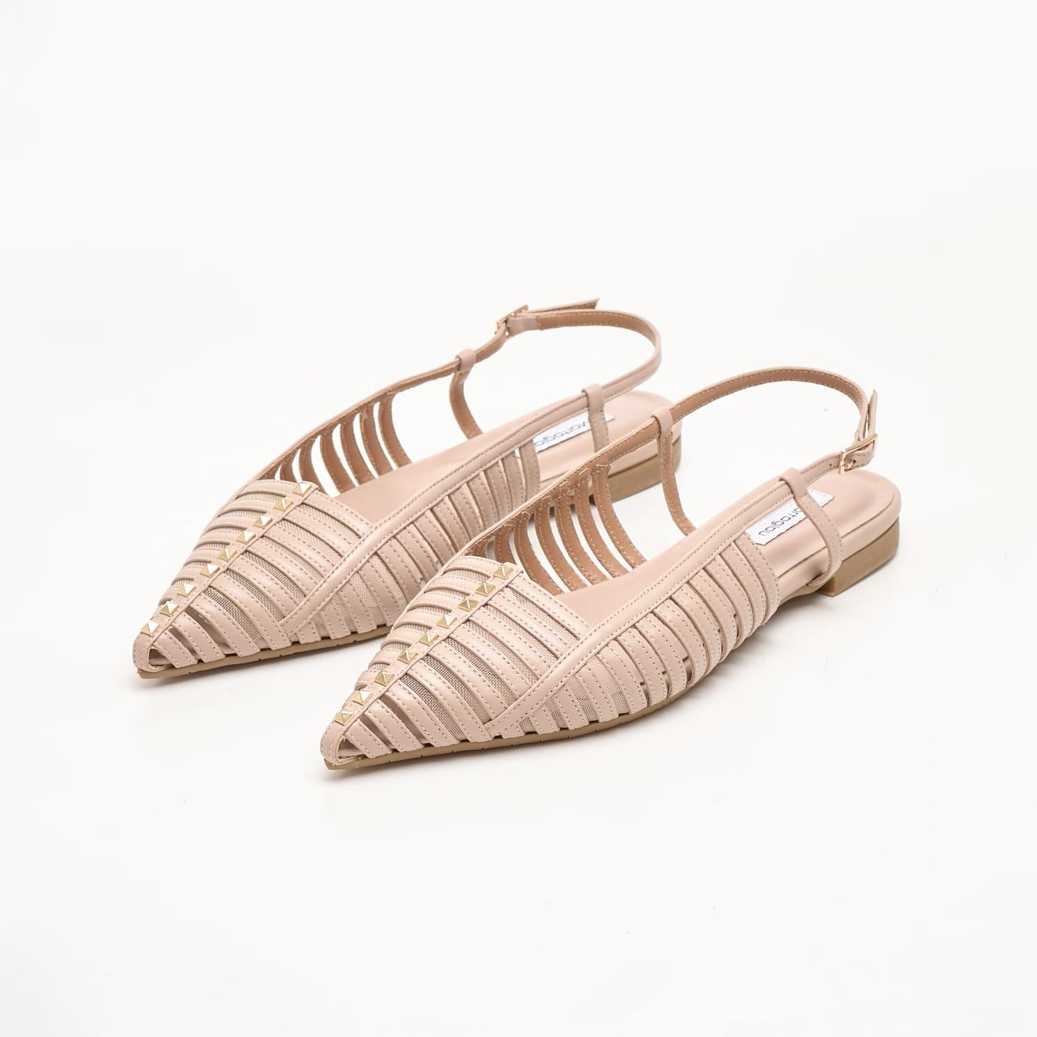 Γυναικεία Flats Carla Μπεζ Δέρμα Mortoglou