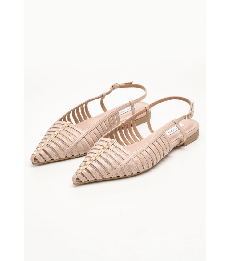 Women Flats Carla Beige Leather Mortoglou