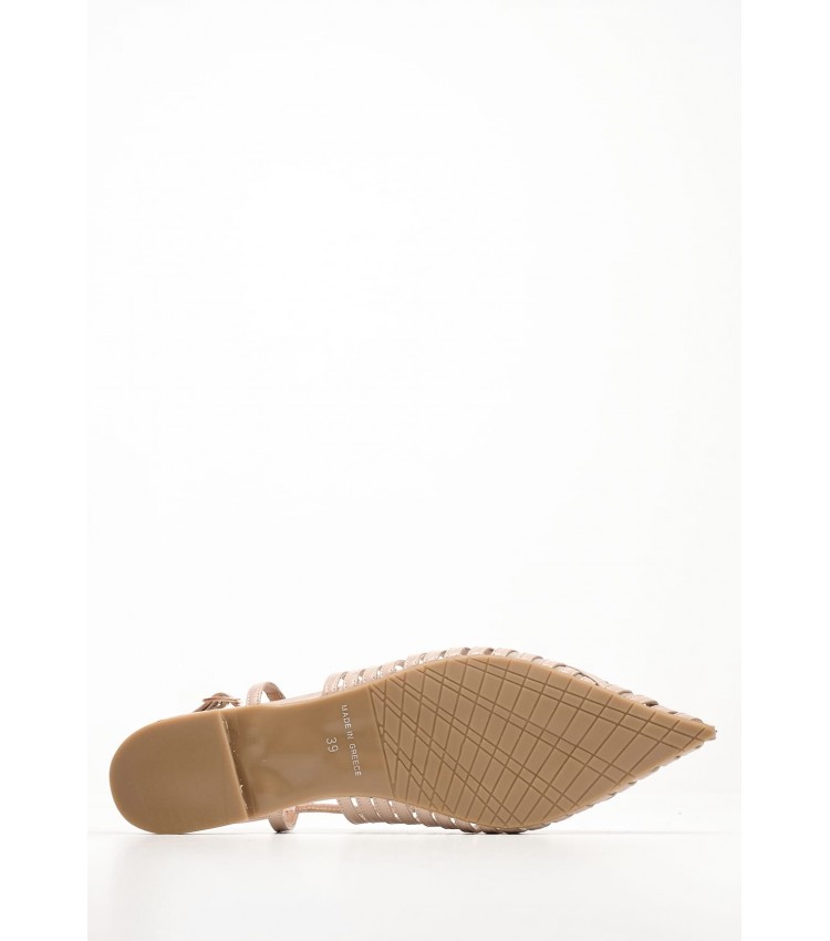 Women Flats Carla Beige Leather Mortoglou