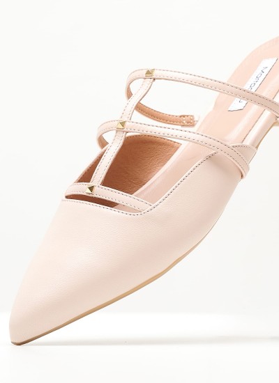 Women Mules Ine Nude Leather Mortoglou