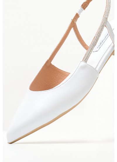 Women Flats Madi White Leather Mortoglou