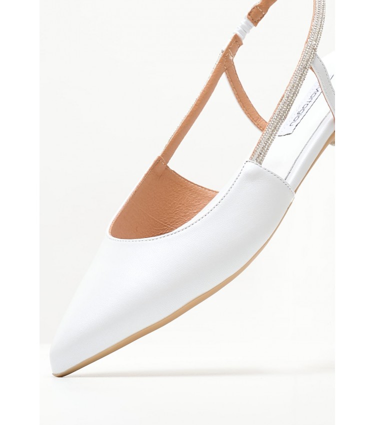 Women Flats Madi White Leather Mortoglou