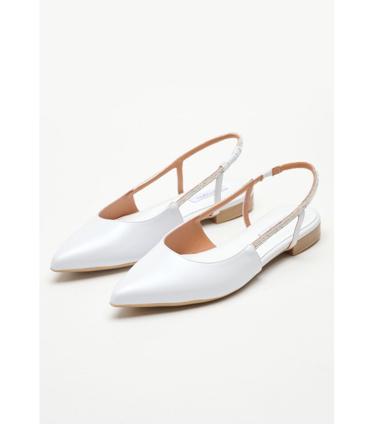 Women Flats Madi White Leather Mortoglou