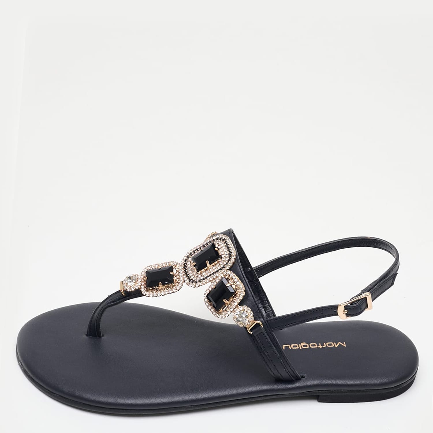 Women Flats Atena Black Leather Mortoglou