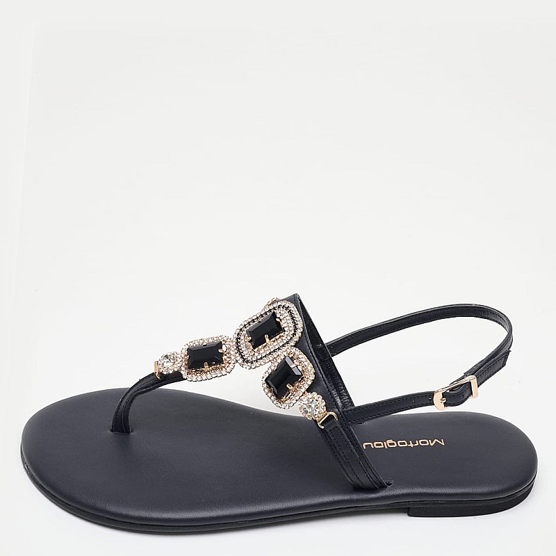 Women Flats Atena Black Leather Mortoglou