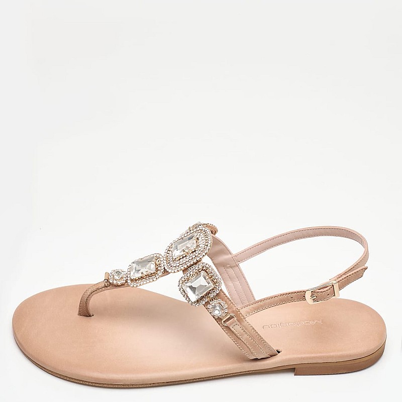 Women Flats Atena Beige Leather Mortoglou