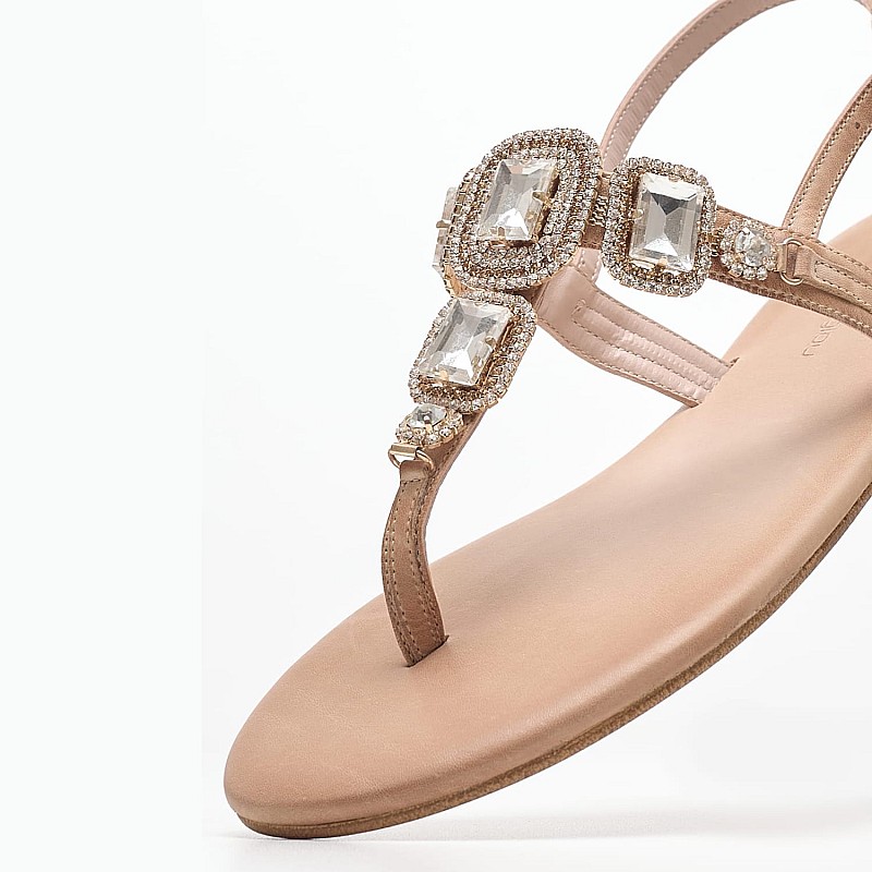 Women Flats Atena Beige Leather Mortoglou