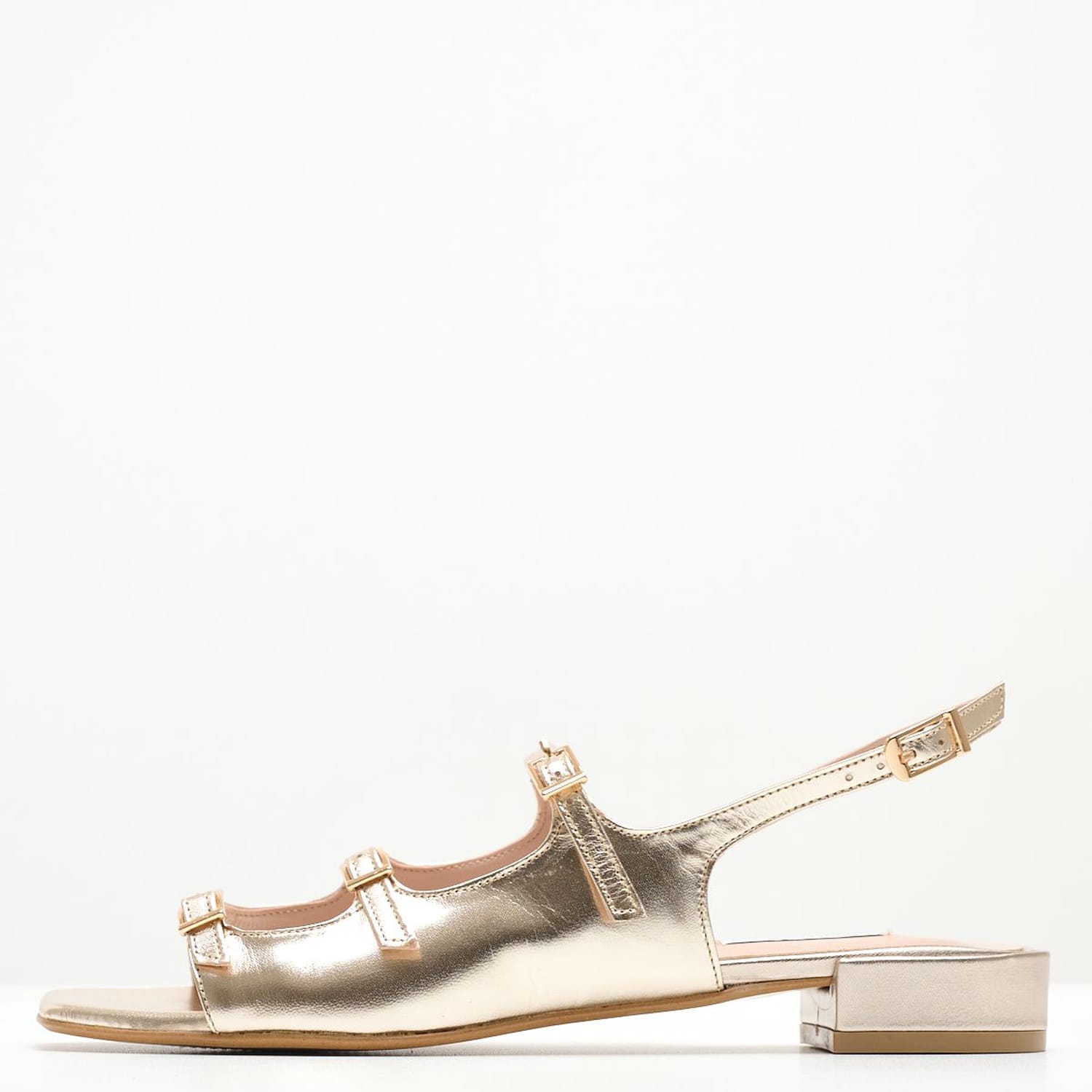 Women Flats Krista Platinum Leather Mortoglou