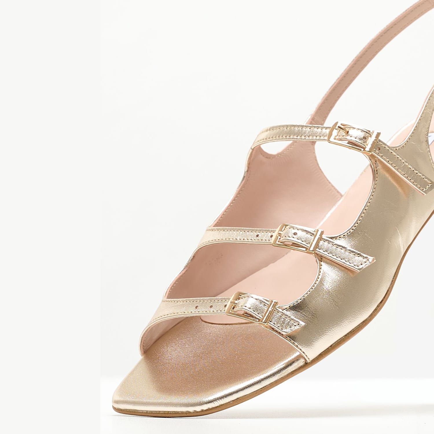 Women Flats Krista Platinum Leather Mortoglou