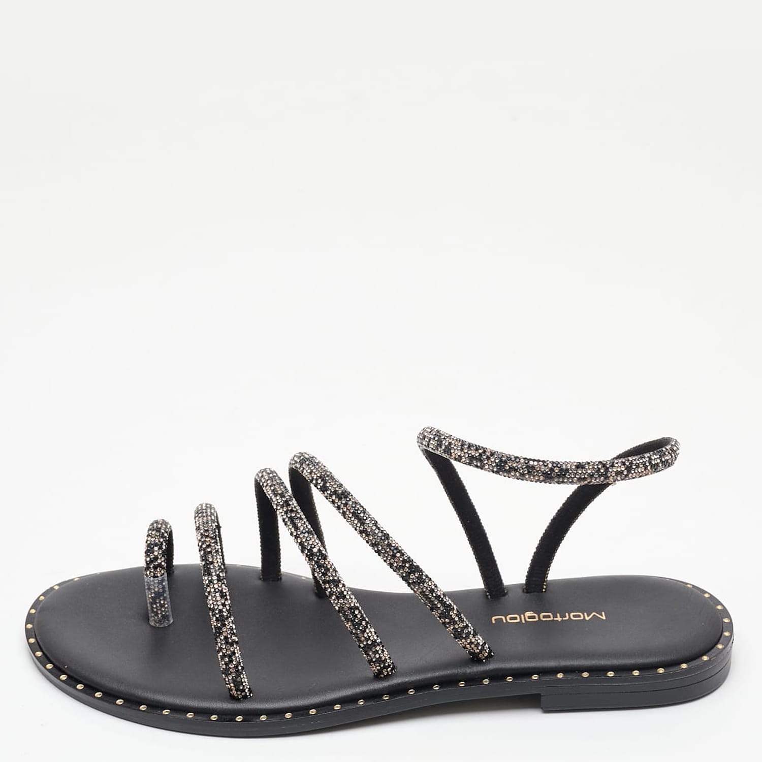 Women Flats Vennia Black Strass Mortoglou