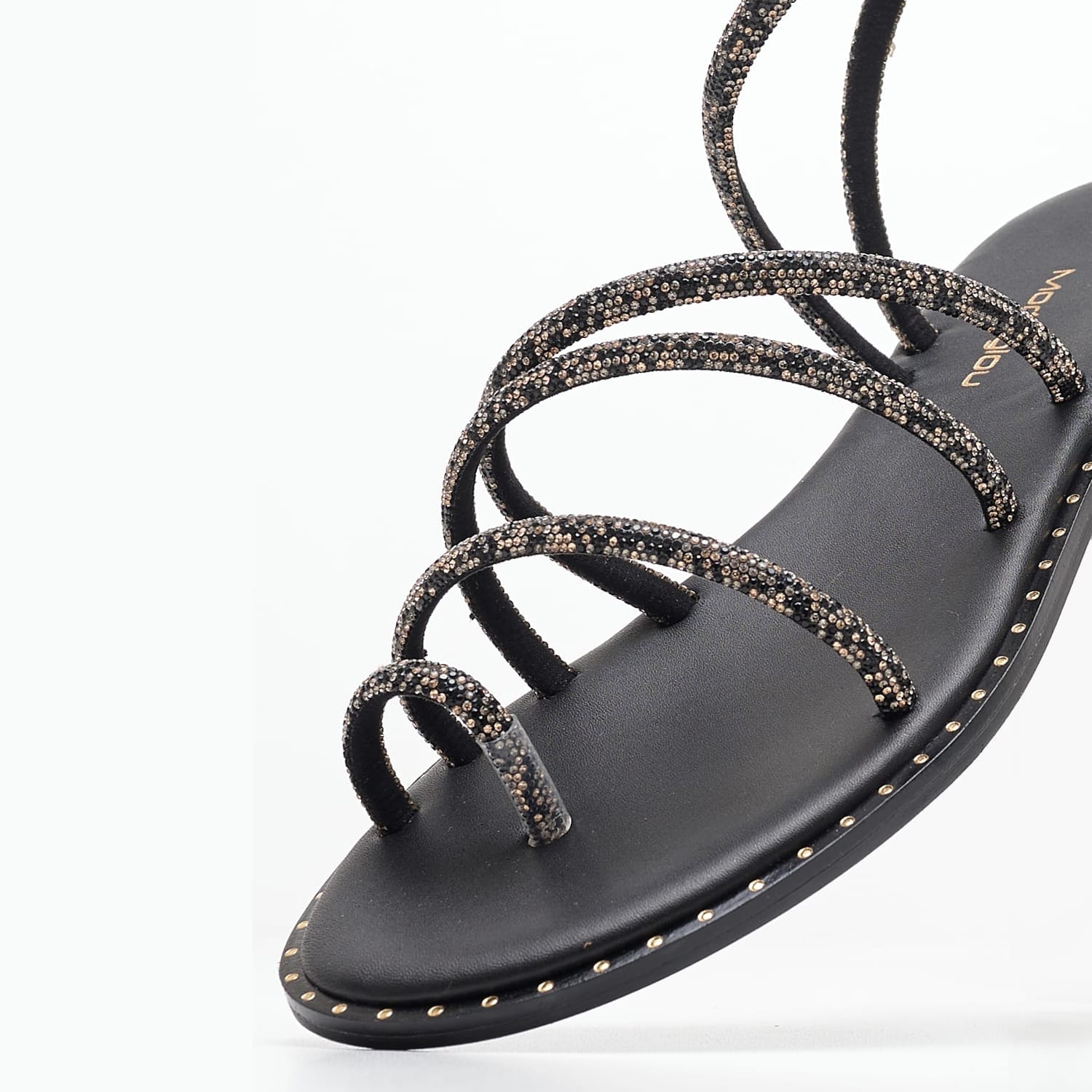 Women Flats Vennia Black Strass Mortoglou
