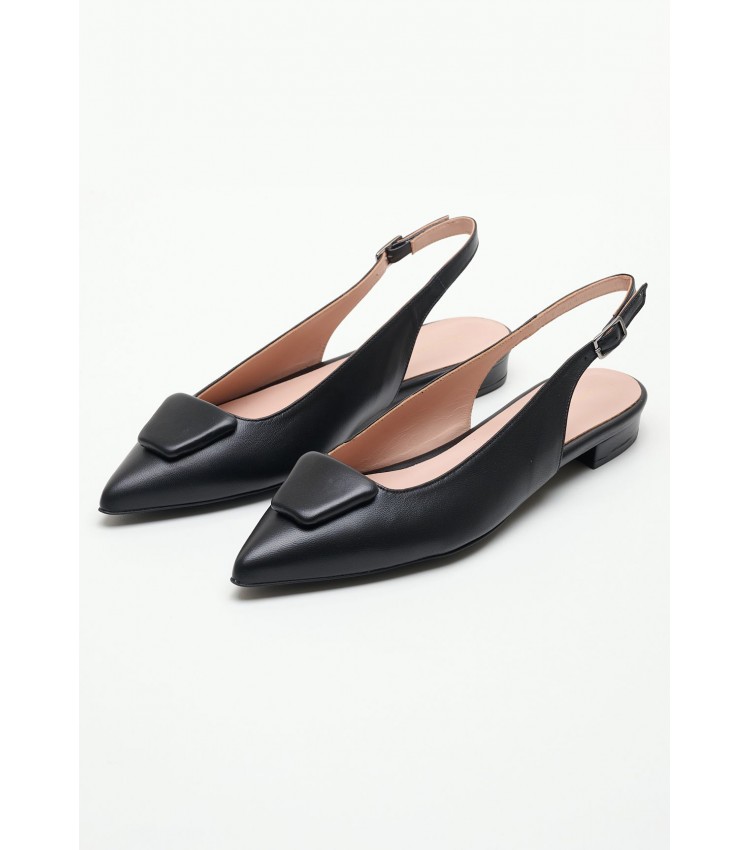 Γυναικεία Flats Alfy.Lea Μαύρο Δέρμα Kalogirou