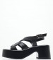 Women Sandals Low Ibiza.Lea Black Leather Kalogirou