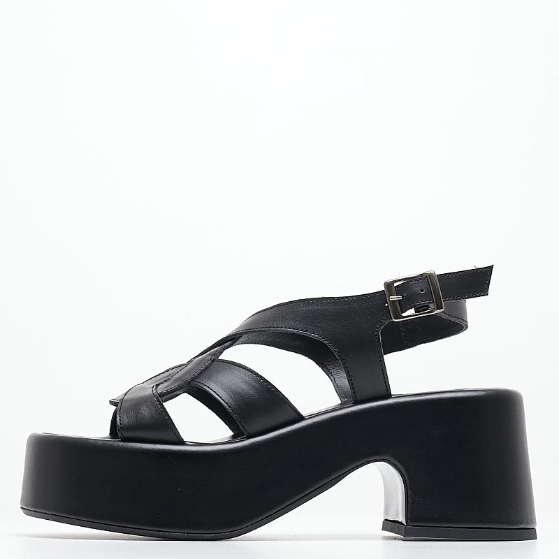 Women Sandals Ibiza.Lea Black Leather Kalogirou