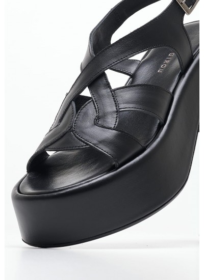 Women Sandals Low Ibiza.Lea Black Leather Kalogirou