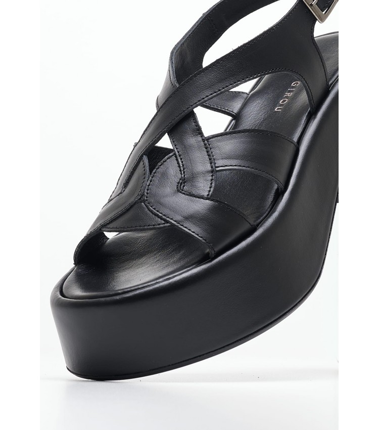 Women Sandals Low Ibiza.Lea Black Leather Kalogirou