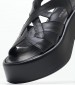 Women Sandals Low Ibiza.Lea Black Leather Kalogirou